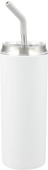 Am image of a Custom Marka Copper Vac Tumbler w SS straw 20oz in White!