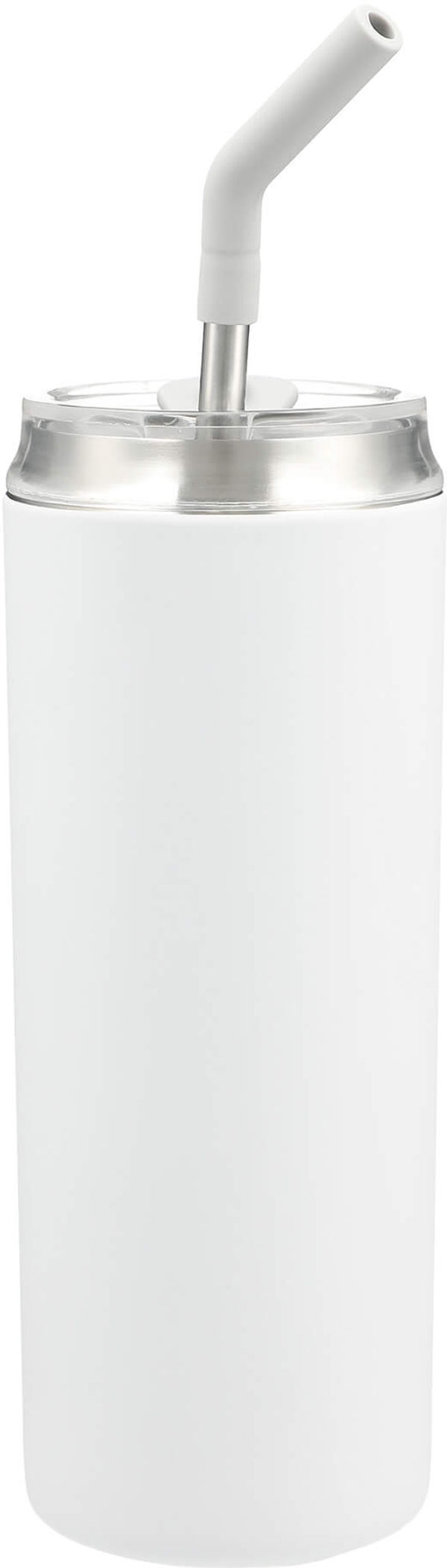 Am image of a Custom Marka Copper Vac Tumbler w SS straw 20oz in White!