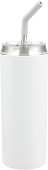 Am image of a Custom Marka Copper Vac Tumbler w SS straw 20oz in White!