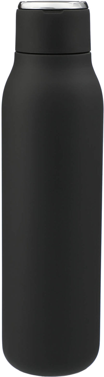 Am image of a Custom Marka Copper Vac Bottle w Metal Loop 20oz in Black!