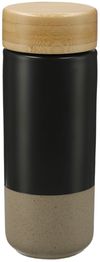 Am image of a Custom Arlo Ceramic Tumbler with Bamboo lid 11oz in Black!