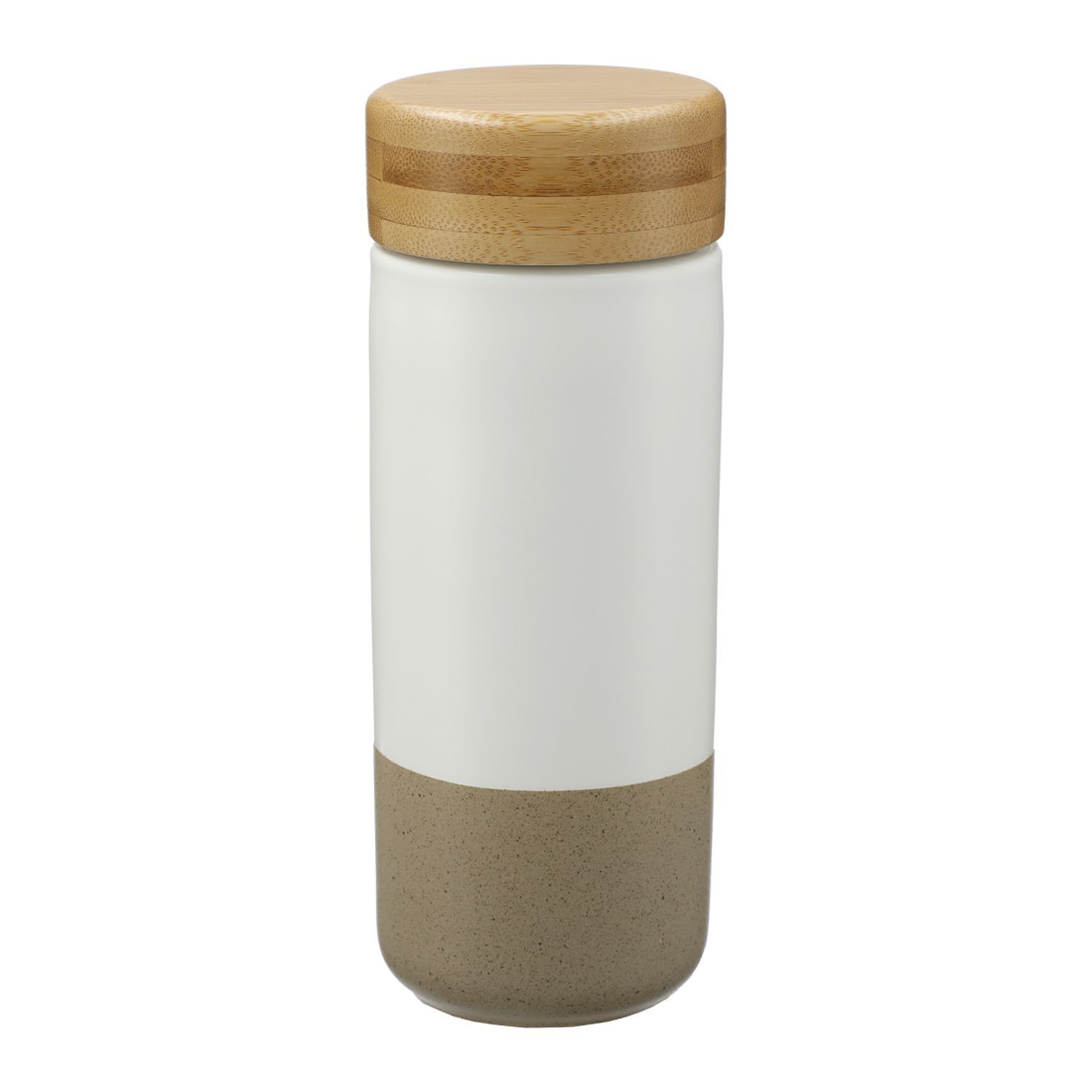 Arlo Ceramic Tumbler with Bamboo lid 11oz in White
