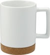 Am image of a Custom Bates 15oz Ceramic Mug with Cork Base in White!