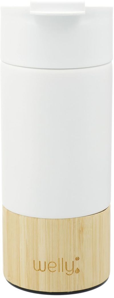 Am image of a Custom Welly® Traveler Copper Vacuum Tumbler 12oz in White!