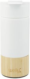 Am image of a Custom Welly® Traveler Copper Vacuum Tumbler 12oz in White!