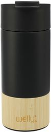 Am image of a Custom Welly® Traveler Copper Vacuum Tumbler 12oz in Black!