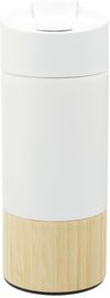 Am image of a Custom Welly® Traveler Copper Vacuum Tumbler 12oz in White!