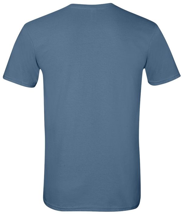 Am image of a Custom Gildan Softstyle T Shirt in Indigo Blue!