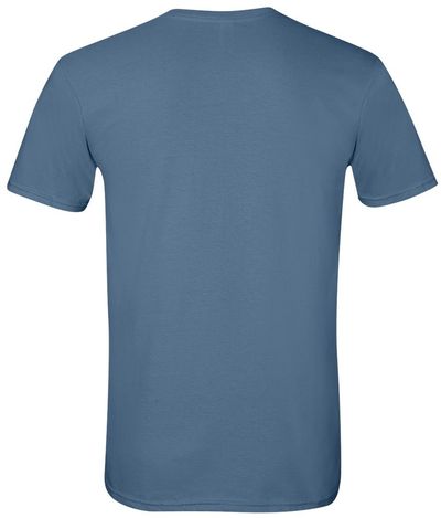 Am image of a Custom Gildan Softstyle T Shirt in Indigo Blue!