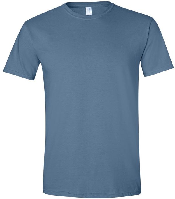 Am image of a Custom Gildan Softstyle T Shirt in Indigo Blue!