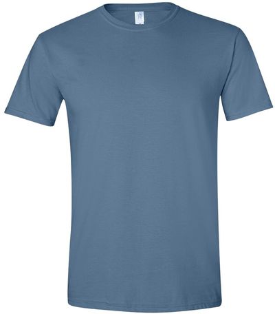 Am image of a Custom Gildan Softstyle T Shirt in Indigo Blue!