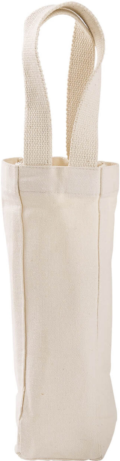Am image of a Custom Liberty Bags Single Bottle Wine Tote in Natural!