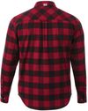 Am image of a Custom Roots73 Mens Spruce Lake Long Sleeve Shirt in Dark Red/Black!