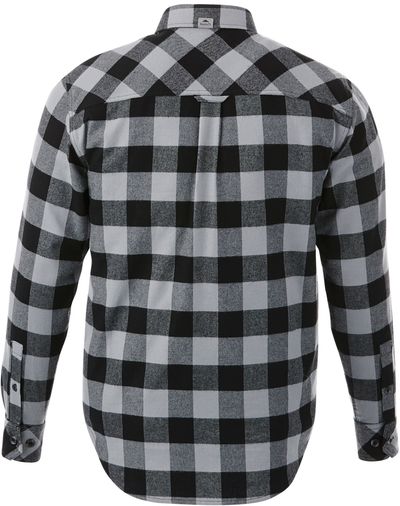 Am image of a Custom Roots73 Mens Spruce Lake Long Sleeve Shirt in Quarry/Black!