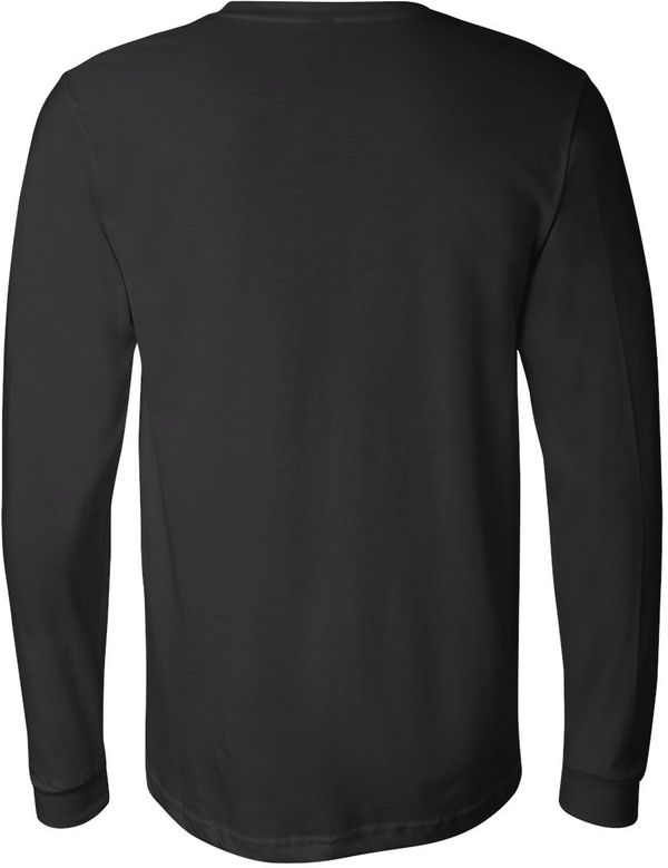Am image of a Custom Bella and Canvas Jersey Long Sleeve T Shirt in Black!
