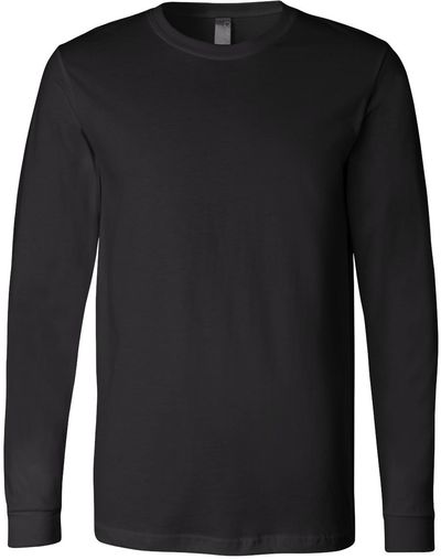 Am image of a Custom Bella and Canvas Jersey Long Sleeve T Shirt in Black!