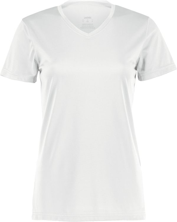 Am image of a Custom Augusta Ladies Nexgen Wicking Tee in White!
