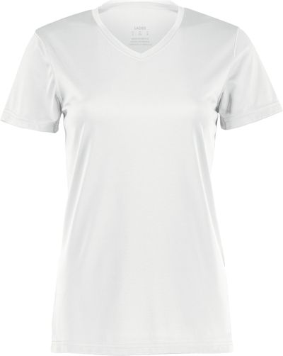 Am image of a Custom Augusta Ladies Nexgen Wicking Tee in White!