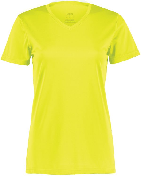 Am image of a Custom Augusta Ladies Nexgen Wicking Tee in Safety Yellow!