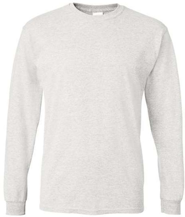 Am image of a Custom Gildan DryBlend Fifty Fifty Long Sleeve T Shirt in Ash!