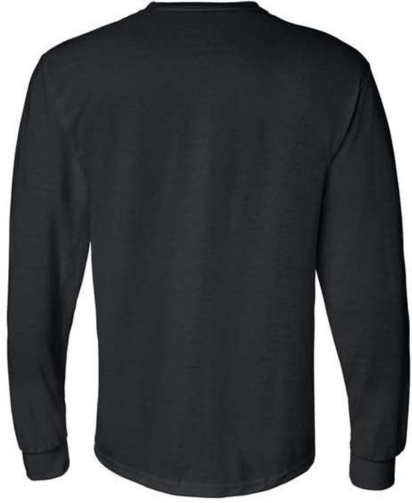 Am image of a Custom Gildan DryBlend Fifty Fifty Long Sleeve T Shirt in Black!