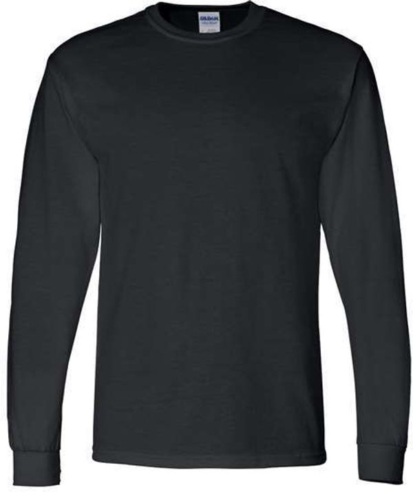 Am image of a Custom Gildan DryBlend Fifty Fifty Long Sleeve T Shirt in Black!