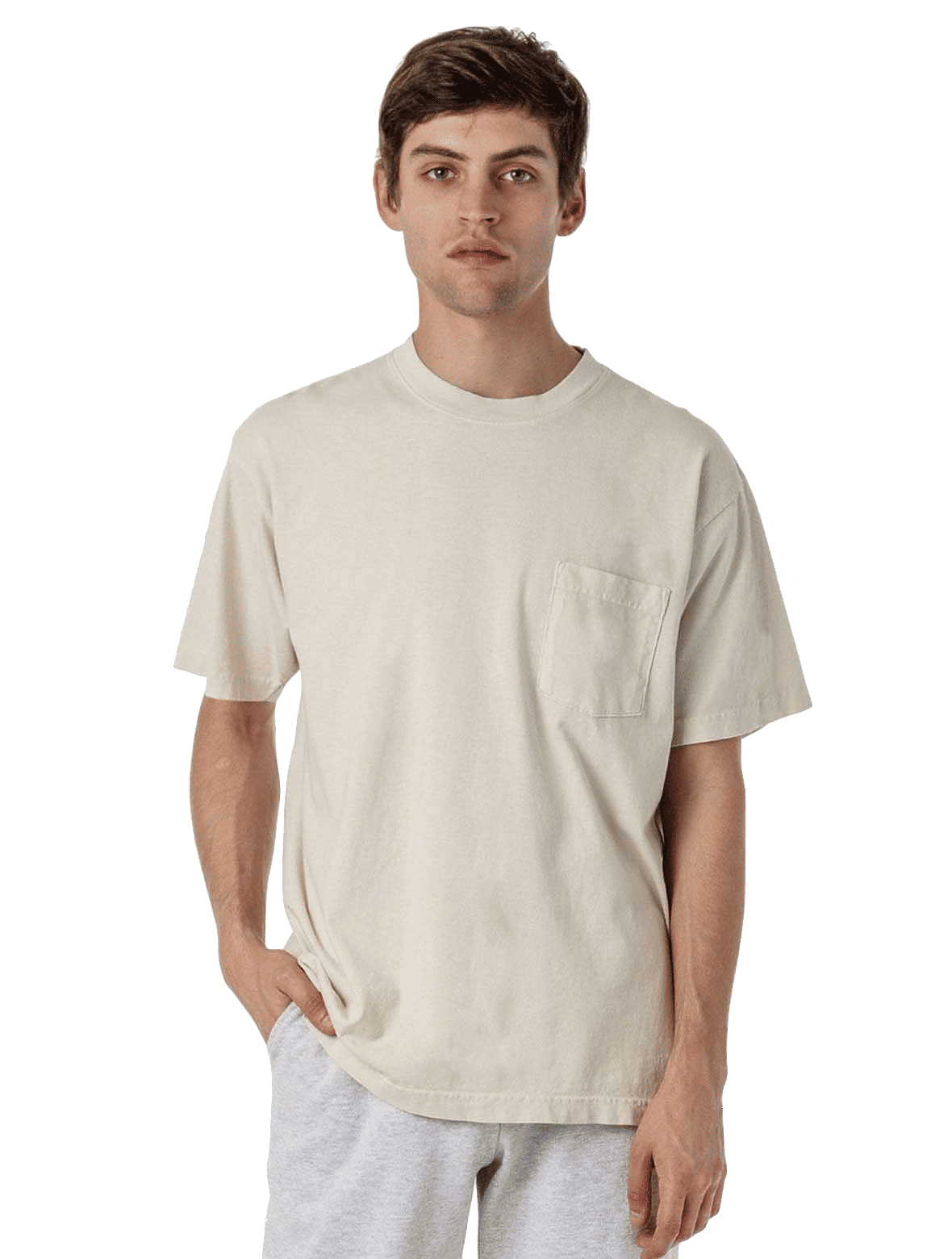 Los Angeles Apparel T Shirt With Pocket in Cement