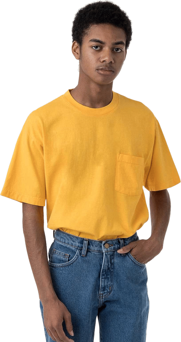 Am image of a Custom Los Angeles Apparel T Shirt With Pocket in Gold!