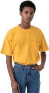 Am image of a Custom Los Angeles Apparel T Shirt With Pocket in Gold!