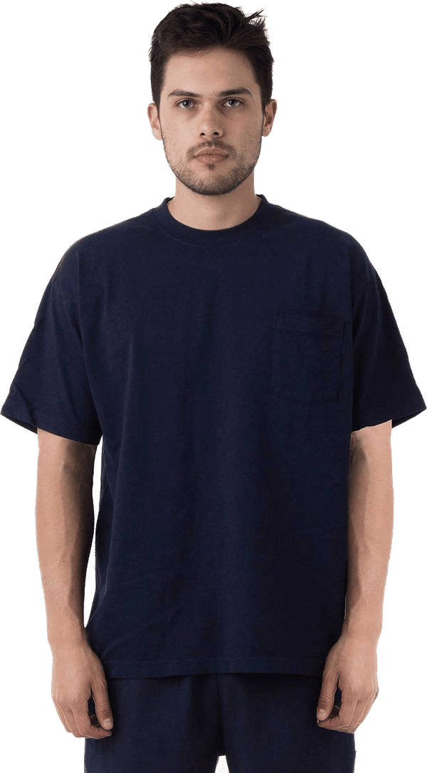 Am image of a Custom Los Angeles Apparel T Shirt With Pocket in Navy!