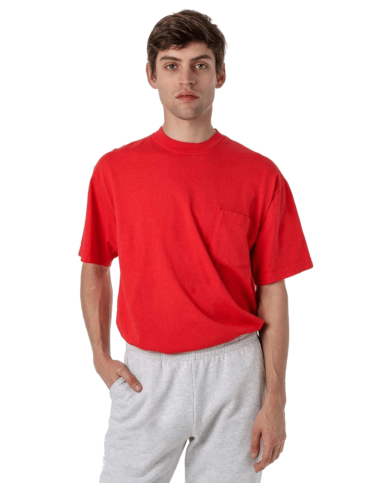 Los Angeles Apparel T Shirt With Pocket in Tomato
