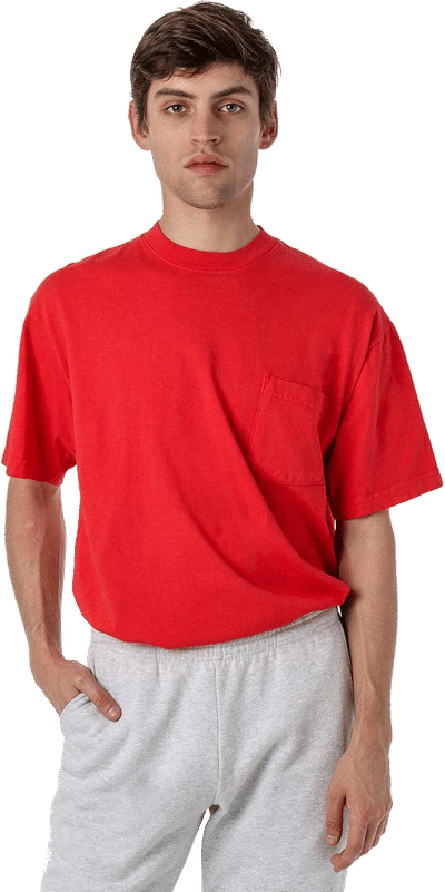 Am image of a Custom Los Angeles Apparel T Shirt With Pocket in Tomato!