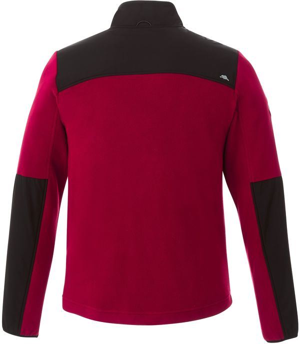 Am image of a Custom Roots73 Mens Briggspoint Micro Fleece Jacket in Dark Red/Black!