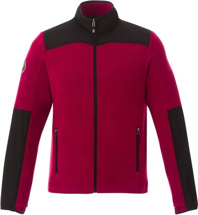 Am image of a Custom Roots73 Mens Briggspoint Micro Fleece Jacket in Dark Red/Black!