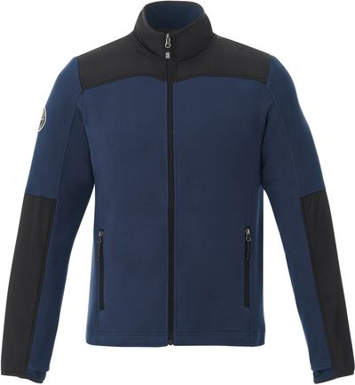 Am image of a Custom Roots73 Mens Briggspoint Micro Fleece Jacket in Atlantic Navy/Black!