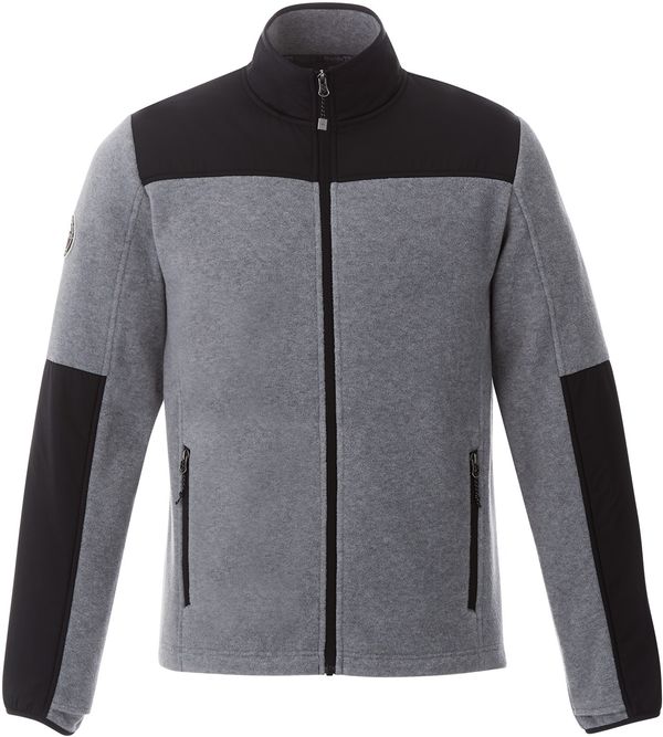 Am image of a Custom Roots73 Mens Briggspoint Micro Fleece Jacket in Charcoal Mix/Black!