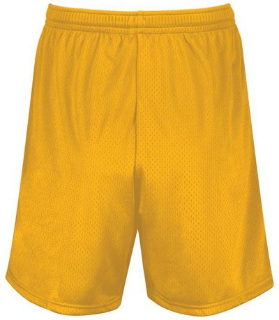 Am image of a Custom Augusta 7 Inch Modified Mesh Shorts in Gold!
