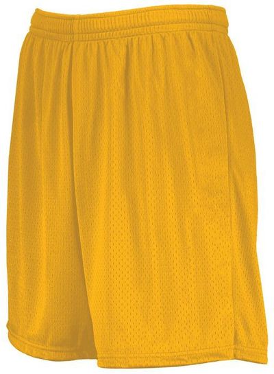 Am image of a Custom Augusta 7 Inch Modified Mesh Shorts in Gold!