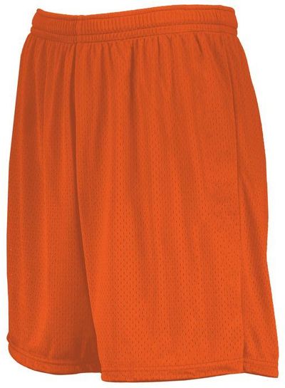 Am image of a Custom Augusta 7 Inch Modified Mesh Shorts in Orange!