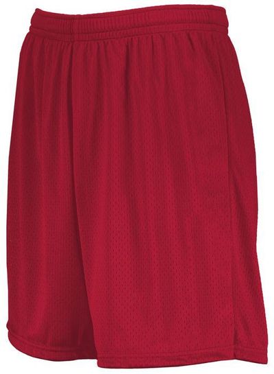 Am image of a Custom Augusta 7 Inch Modified Mesh Shorts in Scarlet!