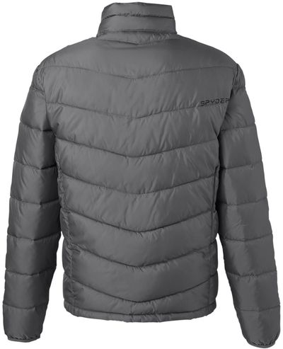 Am image of a Custom Spyder Men's Pelmo Insulated Puffer Jacket in Polar/Black!