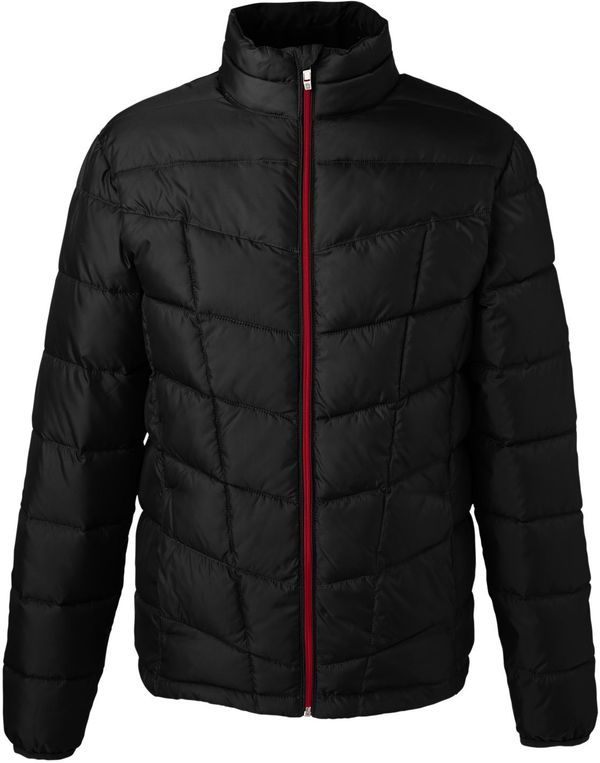 Am image of a Custom Spyder Men's Pelmo Insulated Puffer Jacket in Black/Red!