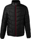 Am image of a Custom Spyder Men's Pelmo Insulated Puffer Jacket in Black/Red!