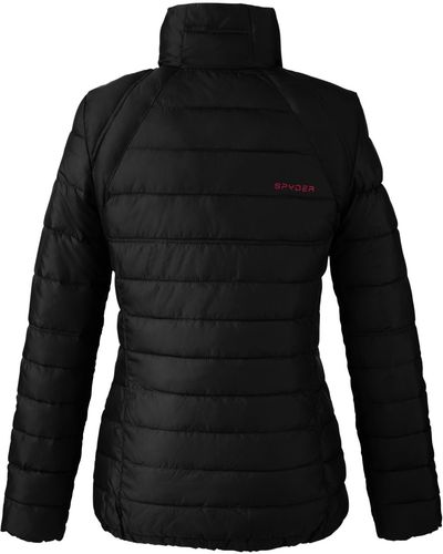 Am image of a Custom Spyder Ladies' Insulated Puffer Jacket in Black / Red!