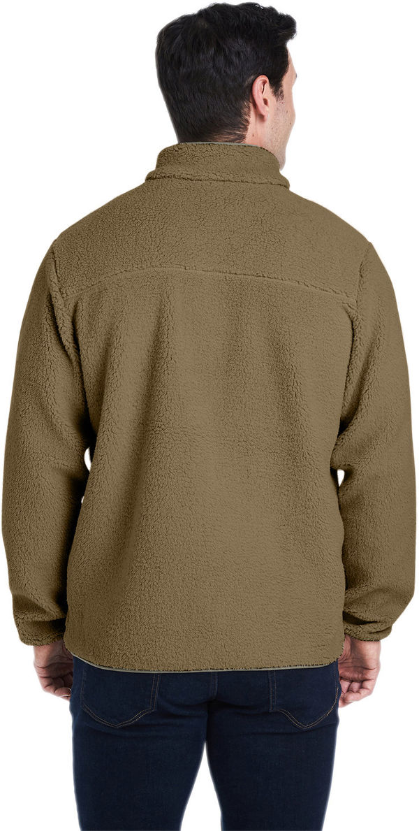 Am image of a Custom Columbia Men's Rugged Ridge™ II Sherpa Full Zip Fleece Jacket in Stone Grn Shark!