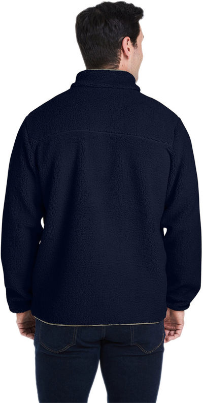 Am image of a Custom Columbia Men's Rugged Ridge™ II Sherpa Full Zip Fleece Jacket in Collegiate Navy!