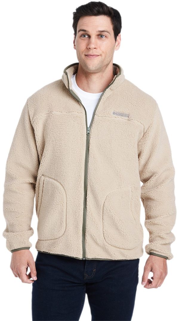 Am image of a Custom Columbia Men's Rugged Ridge™ II Sherpa Full Zip Fleece Jacket in Ancient Fossil!