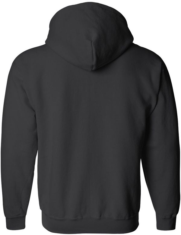 Am image of a Custom Gildan Heavy Blend Full Zip Hooded Sweatshirt in Black!