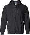 Am image of a Custom Gildan Heavy Blend Full Zip Hooded Sweatshirt in Black!