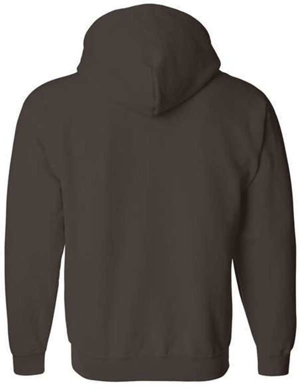 Am image of a Custom Gildan Heavy Blend Full Zip Hooded Sweatshirt in Dark Chocolate!